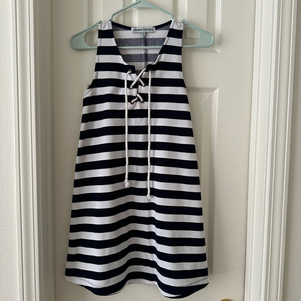 Nautical Striped Mini Dress - Navy and White